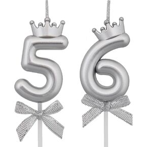 56 65 Birthday Candles, 56th 65th Cake Candles, Pink Birthday Number 56 65 Candles Cake Topper Decorations for Party Men Women