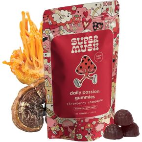 SuperMush Passion Mushroom Gummies - Ashwagandha Supplements with Cordyceps, Reishi, Maca Root & Horny Goat Weed for Libido, Pleasure & Stamina - Ashwagandha Gummies - Enhance Vitality for Women & Men