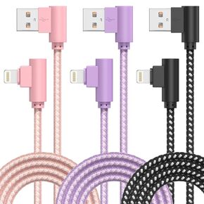 iPhone Charger, 3 Pack USB A to Lightning Cable MFi Certified iPhone Charger Cord Nylon Braided Compatible with iPhone 14/13/12/11 Pro Max/XS/XR/X/8/7/iPad (10 Feet)