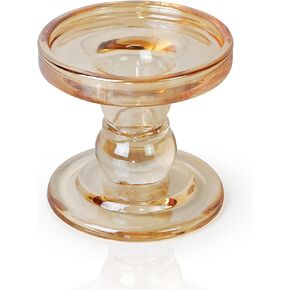 DreamsEden Crystal Candle Holder, Candlestick Stand Glass Holders for Pillar Taper Tealight Candle - Elegant Amber Candelabra Table Centerpiece Home Living Room Wedding Dinner Party Decoration