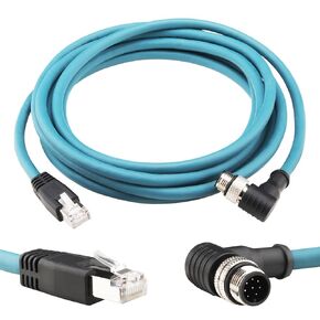 M12 8 pin Fefemale to RJ45 Cable Cat6,Automation Systems Interconnect M12 8 Pin A Code Female to RJ45 Female Shielded Cable Assembly, Cat6 SFTP 26 AWG 2M/6.6Ft