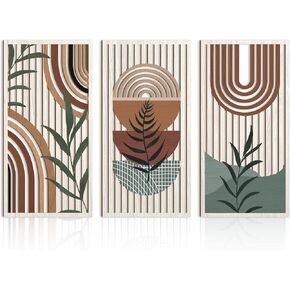 IARTTOP Minimalist Wood Wall Art Modern Geometric Wall Decor Abstract wooden Wall Decorations for Living Room Bedroom Entryway Set of 3 (16 X 32 In/pc) Ready to Hang
