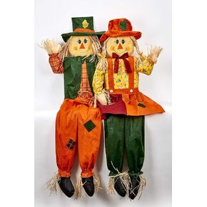 Worth Imports 60" Sitting Couple, Set of 2 Scarecrow, Multicolor