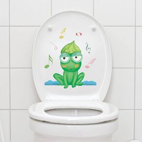 Cute Music Frog Stickers Toilet lid Stickers Wall Decals Animal Wall Stickers for Bedroom Wall Art Mural for Living Room Kids Room Wall Decor
