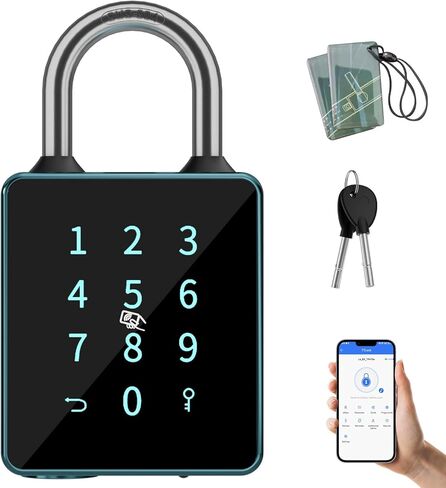 Smart Padlock with Touchscreen Keypad, Laxre Bluetooth Connectivity, Keyless Entry, Water Resistant, APP Controlled,7.5mm Stainless Steel Beam, 1 Year Battery Life in Kuwait