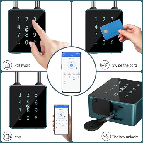 Smart Padlock with Touchscreen Keypad, Laxre Bluetooth Connectivity, Keyless Entry, Water Resistant, APP Controlled,7.5mm Stainless Steel Beam, 1 Year Battery Life in Kuwait
