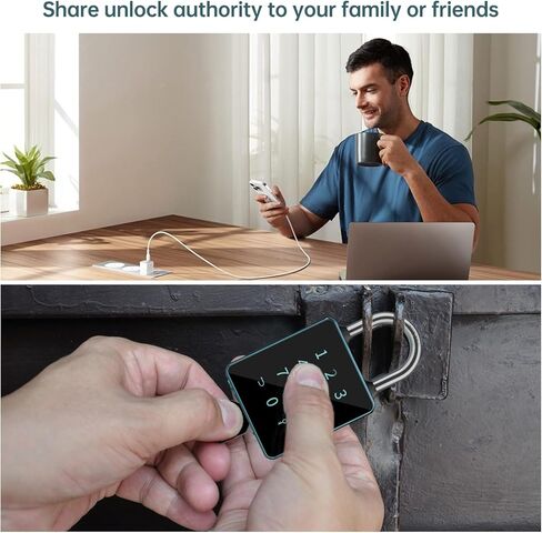 Smart Padlock with Touchscreen Keypad, Laxre Bluetooth Connectivity, Keyless Entry, Water Resistant, APP Controlled,7.5mm Stainless Steel Beam, 1 Year Battery Life in Kuwait