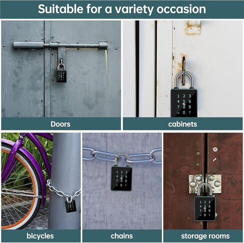 Smart Padlock with Touchscreen Keypad, Laxre Bluetooth Connectivity, Keyless Entry, Water Resistant, APP Controlled,7.5mm Stainless Steel Beam, 1 Year Battery Life in Kuwait