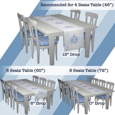 Grandmillennial Home Decor, Blue Floral Tabel Runner 13x72 inches, Chic Dining Room Decor in Saudi Arabia