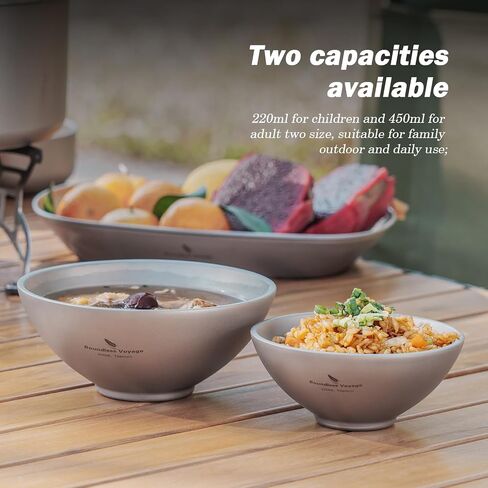 Boundless Voyage 420ml Titanium Double Walled Bowl for Adult Children Ultralight Portable Soup Rice Food Bowl Outdoor Camping Durable Metal Tableware Ti1084T in Kuwait