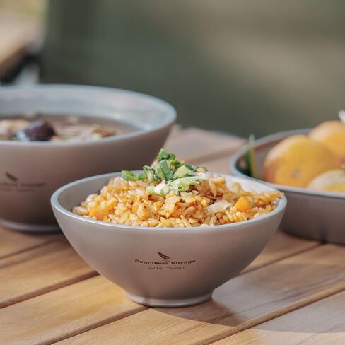 Boundless Voyage 420ml Titanium Double Walled Bowl for Adult Children Ultralight Portable Soup Rice Food Bowl Outdoor Camping Durable Metal Tableware Ti1084T in Kuwait