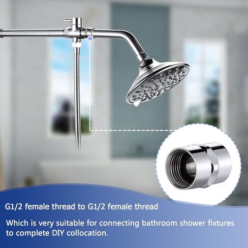 وصلة تركيب الأنابيب النحاسية، وصلة الدش، G 1/2" x G 1/2" IPS أنثى مترابطة (طول 1.18 بوصة)، لأنابيب السباكة المنزلية الموسعة، وصلات تمديد الخرطوم، كروم مصقول in Kuwait