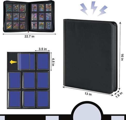 PREZA Toploader Binder - Holds 216 Top Loaders - 9 Pocket Top Loader Binders - Trading Card Binder for Toploaders - Top Loader Binder Card Storage Box (Black) in Kuwait
