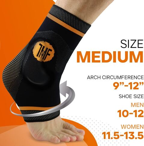 Compression Ankle Brace with Silicone Ankle Support and Copper - Plantar Fasciitis Brace for Foot Pain & Achilles Tendonitis Relief - Ankle Brace for Women & Men - Medium Size in Saudi Arabia