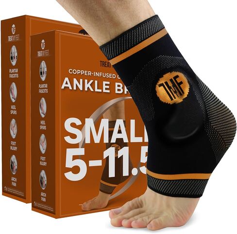 Compression Ankle Brace with Silicone Ankle Support and Copper - Plantar Fasciitis Brace for Foot Pain & Achilles Tendonitis Relief - Ankle Brace for Women & Men - Medium Size in Saudi Arabia