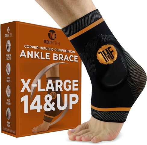 Compression Ankle Brace with Silicone Ankle Support and Copper - Plantar Fasciitis Brace for Foot Pain & Achilles Tendonitis Relief - Ankle Brace for Women & Men - Medium Size in Saudi Arabia