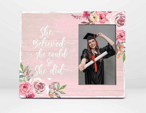 Orchroma She Believed She Could so She Did Floral Picture Frame - Inspirational Gifts for Teen Girls Her Friends,Inspirational Graduation Photo Frame Gift 8x10 in in Saudi Arabia