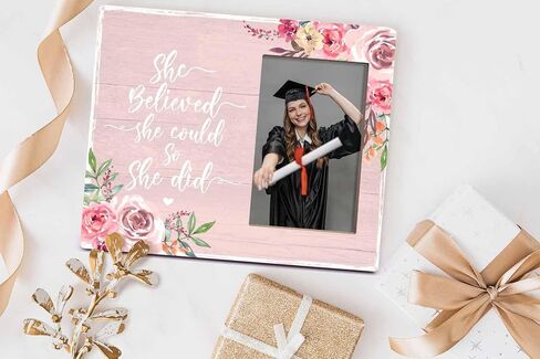 Orchroma She Believed She Could so She Did Floral Picture Frame - Inspirational Gifts for Teen Girls Her Friends,Inspirational Graduation Photo Frame Gift 8x10 in in Saudi Arabia