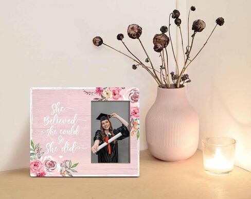 Orchroma She Believed She Could so She Did Floral Picture Frame - Inspirational Gifts for Teen Girls Her Friends,Inspirational Graduation Photo Frame Gift 8x10 in in Saudi Arabia