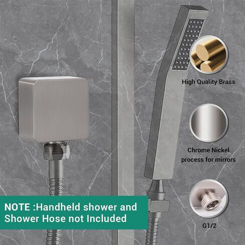 Wall Supply Elbow, Wall Elbow for Hand Held Shower, Solid Brass Square Wall Mount Supply Elbow in Brushed Nickel, JB-022BN in Saudi Arabia