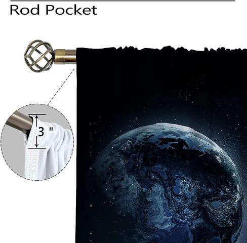 Space Astronaut Sit Cliff Blackout Curtains for Girls Boy Home Decor, Look The Earth Funny Rod Pocket Thermal Insulated Drapes Darkening Window Curtain for Bedroom Living Room, 55 x 63 Inch in Saudi Arabia