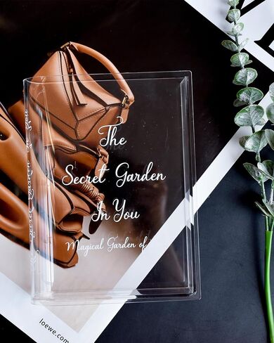 Skywin Acrylic Book Vase Clear - Acrylic Vases for Flowers Aesthetic Room Decor - Clear Book Vase for Flower, Book-Shaped Vase, Acrylic Vases for Centerpieces, or Housewarming Gifts (Black Print) in Kuwait