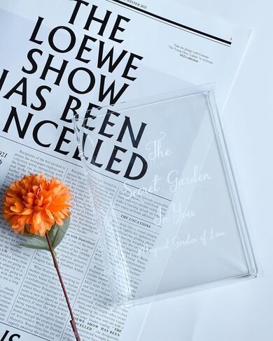 Skywin Acrylic Book Vase Clear - Acrylic Vases for Flowers Aesthetic Room Decor - Clear Book Vase for Flower, Book-Shaped Vase, Acrylic Vases for Centerpieces, or Housewarming Gifts (Black Print) in Kuwait