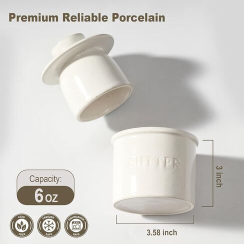 Butter Crock Bell with Lid for Countertop - Ceramic French Butter Dish for Spreadable Soft Butter, Butter Container Holder with a Water Seal, Housewarming Gift, Kitchen and Home Decor, Speckled White in Kuwait