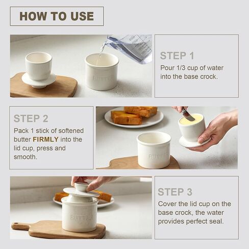 Butter Crock Bell with Lid for Countertop - Ceramic French Butter Dish for Spreadable Soft Butter, Butter Container Holder with a Water Seal, Housewarming Gift, Kitchen and Home Decor, Speckled White in Kuwait
