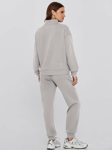 Glamaker Women 2 Piece Sweatsuit Outfit Casual Half Zip Long Sleeve Sweatshirt Jogger Pants Tracksuit Set With Pocket in Saudi Arabia