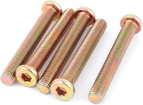 uxcell M8x45mm Threaded Hexagon Socket Head Cap Screws Bolts Bronze Tone 5pcs in Saudi Arabia