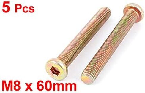 uxcell M8x45mm Threaded Hexagon Socket Head Cap Screws Bolts Bronze Tone 5pcs in Saudi Arabia