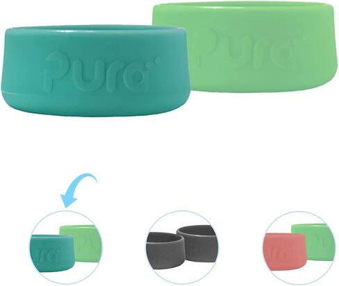 Pura Kiki Silicone Bottle Bumper - Plastic-Free, Medical-Grade, Dishwasher Safe, Protective, Leakproof Cover & Anti-Slip Bottom Cover - Compatible w/Pura Stainless Bottles 5oz 9oz & 11oz (Moss & Mint) in Kuwait