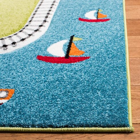 SAFAVIEH Carousel Kids Collection 4' Square Green / Ivory CRK192Y Neighborhood Nursery Playroom Area Rug in Saudi Arabia