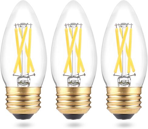 B11 E26 مصابيح LED كانديلابرا 25 وات مكافئة، مصابيح إضاءة ثريا LED قابلة للتعتيم، بيضاء ناعمة 3000 ك، 2 وات 200 لومين، لمبة خيوط شمعة مزخرفة لأضواء السقف مروحة السقف، 3 عبوات in Saudi Arabia