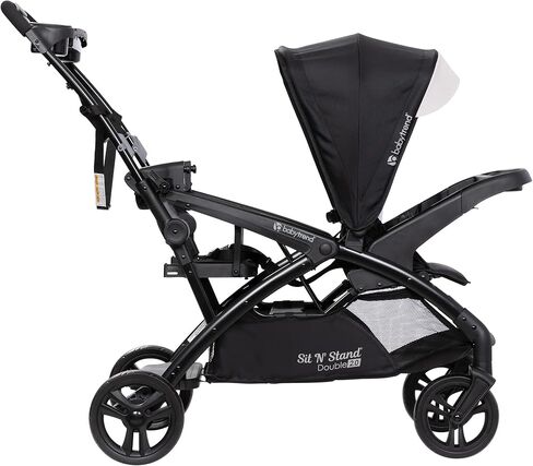 Baby Trend Sit N Stand Double Stroller 2.0 DLX with 5 Point Safety Harness, Canopy, Extra Basket, 2 Cup Holders, and Covered Compartment, Magnolia in Kuwait