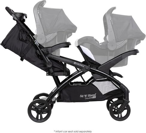 Baby Trend Sit N Stand Double Stroller 2.0 DLX with 5 Point Safety Harness, Canopy, Extra Basket, 2 Cup Holders, and Covered Compartment, Magnolia in Kuwait