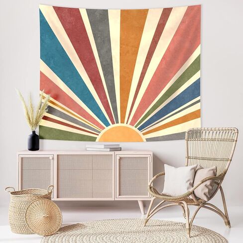 SUOTEMEIFEI Boho Sun نسيج، نسيج ملون لأشعة الشمس غروب الشمس منظر طبيعي مجرد جمالي جدار غرفة النوم غرفة المعيشة ديكور الكلية النوم الجدار شنقا in Kuwait
