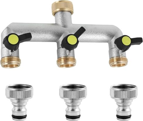 Hose Splitter Garden Hose 3 Way Valve Hose Splitter Brass Hose Splitter With Solid Long Handle Brass Valve Water Waer Hose Spigot Splitter 3 Way Valve 3/4" GHT Thread in Saudi Arabia