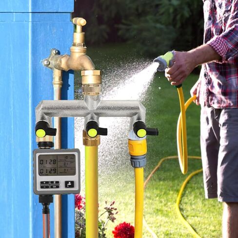 Hose Splitter Garden Hose 3 Way Valve Hose Splitter Brass Hose Splitter With Solid Long Handle Brass Valve Water Waer Hose Spigot Splitter 3 Way Valve 3/4" GHT Thread in Saudi Arabia