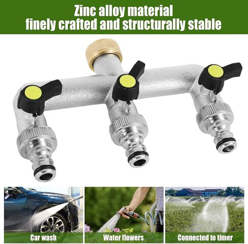 Hose Splitter Garden Hose 3 Way Valve Hose Splitter Brass Hose Splitter With Solid Long Handle Brass Valve Water Waer Hose Spigot Splitter 3 Way Valve 3/4" GHT Thread in Saudi Arabia