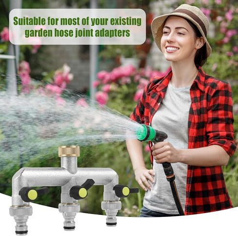 Hose Splitter Garden Hose 3 Way Valve Hose Splitter Brass Hose Splitter With Solid Long Handle Brass Valve Water Waer Hose Spigot Splitter 3 Way Valve 3/4" GHT Thread in Saudi Arabia