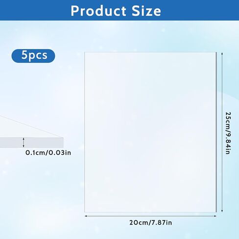 5 Pcs Sheet Protectors 8x10" Clear Plastic Sheets Arts and Crafts PET Plastic Sheet Durable Shatterproof PET Sheets for Picture Frame, Event Signs, DIY Projects, Easy to Cut in Saudi Arabia
