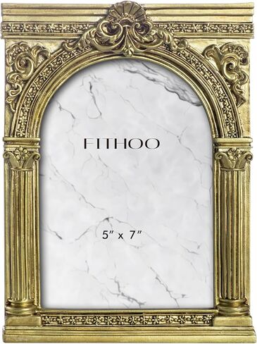 5x7 Vintage Arched Picture Frames, Gold Antique Photo Frame with Glass Front for Table Top or Wall, Home Decor, Ornate Photo Gallary Art in Kuwait
