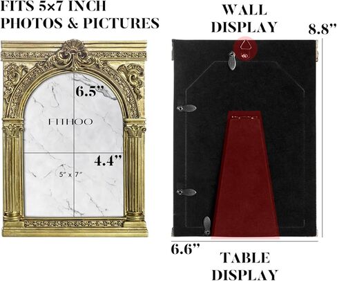 5x7 Vintage Arched Picture Frames, Gold Antique Photo Frame with Glass Front for Table Top or Wall, Home Decor, Ornate Photo Gallary Art in Kuwait