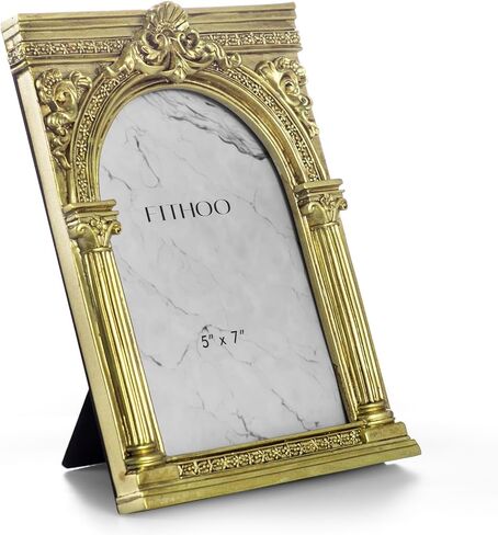 5x7 Vintage Arched Picture Frames, Gold Antique Photo Frame with Glass Front for Table Top or Wall, Home Decor, Ornate Photo Gallary Art in Kuwait