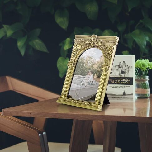 5x7 Vintage Arched Picture Frames, Gold Antique Photo Frame with Glass Front for Table Top or Wall, Home Decor, Ornate Photo Gallary Art in Kuwait