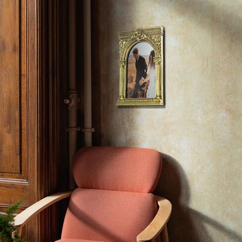 5x7 Vintage Arched Picture Frames, Gold Antique Photo Frame with Glass Front for Table Top or Wall, Home Decor, Ornate Photo Gallary Art in Kuwait