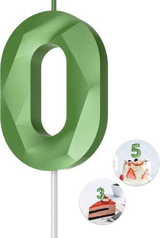 Number Birthday Candles(18 Candle Green) 3D Diamond Shape Number Happy Birthday Cake Candles for Birthday Party Wedding Decoration Reunions Theme Party in Kuwait