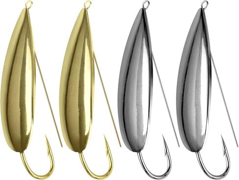 QualyQualy Weedless Spoon Fishing Lures for Saltwater, Minnow Fishing Spoon Hard Bait for Redfish Bass Tourt Northern Pike, 4PCS in Kuwait